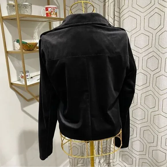 Lauren Conrad Velvet Moto zip Jacket Black Size S - Picture 4 of 10